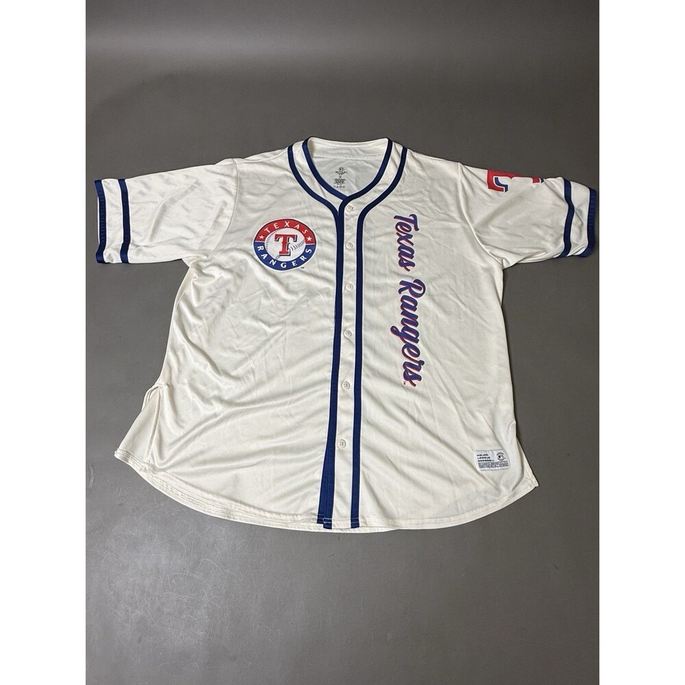 Texas Rangers Jersey Mens 2XL (50-52) White Buttons  MLB Baseball Dynasty RARE